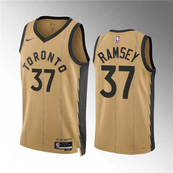 Men%27s Toronto Raptors #37 Jahmi%27us Ramsey Gold 2023-24 City Edition Stitched Basketball Jersey Dzhi->toronto raptors->NBA Jersey